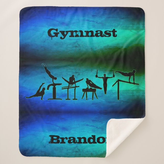 Boys Gymnastics Gymnast Personalised Sherpa Blanket (Front)