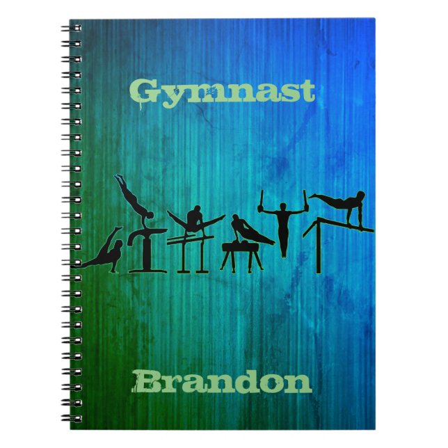 Boys Gymnastics Personalised Earthy School Notebook (Front)