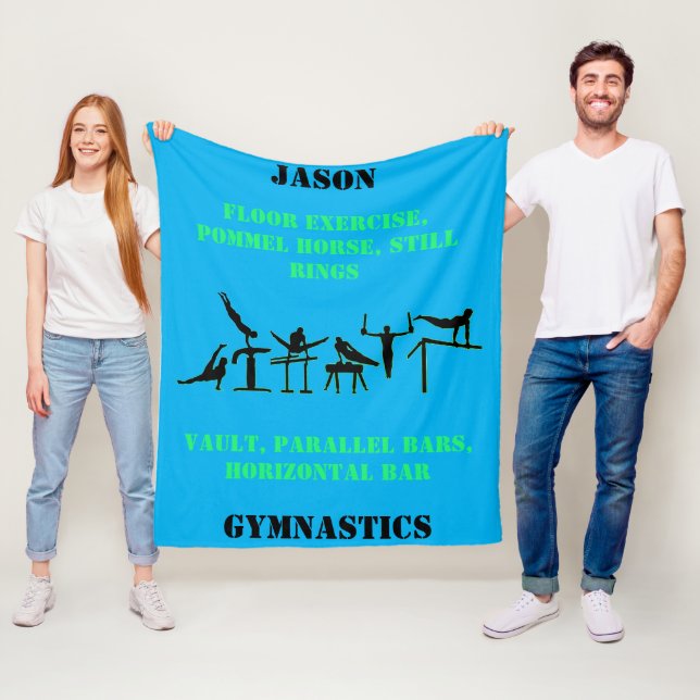 Boys Gymnastics Personalised Fleece Blanket (In Situ)