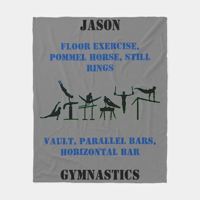 Boys Gymnastics Personalised Fleece Blanket (Front)