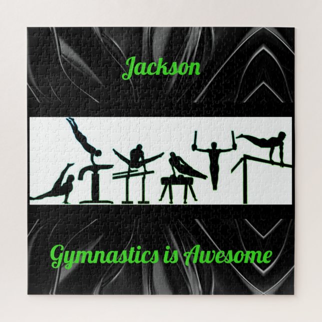 Boys Gymnastics Puzzle w/ His Name! (Vertical)