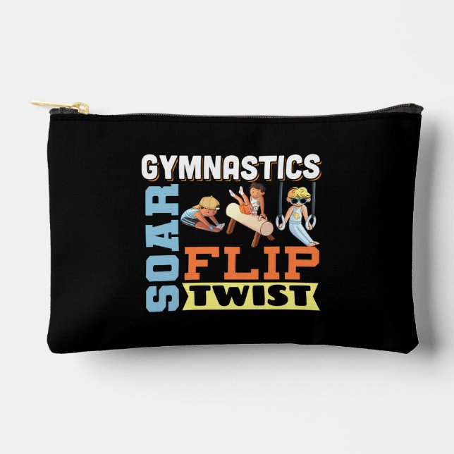 Boys Gymnastics Quote - Soar Flip Twist  Accessory Pouch (Front)
