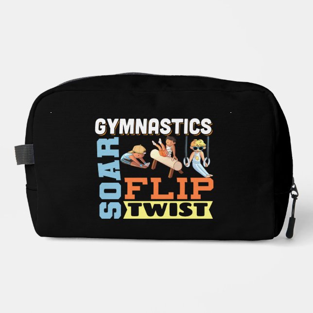 Boys Gymnastics Quote - Soar Flip Twist  Dopp Kit (Front)
