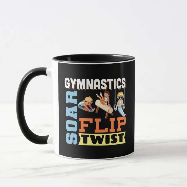 Boys Gymnastics Quote - Soar Flip Twist  Mug (Left)