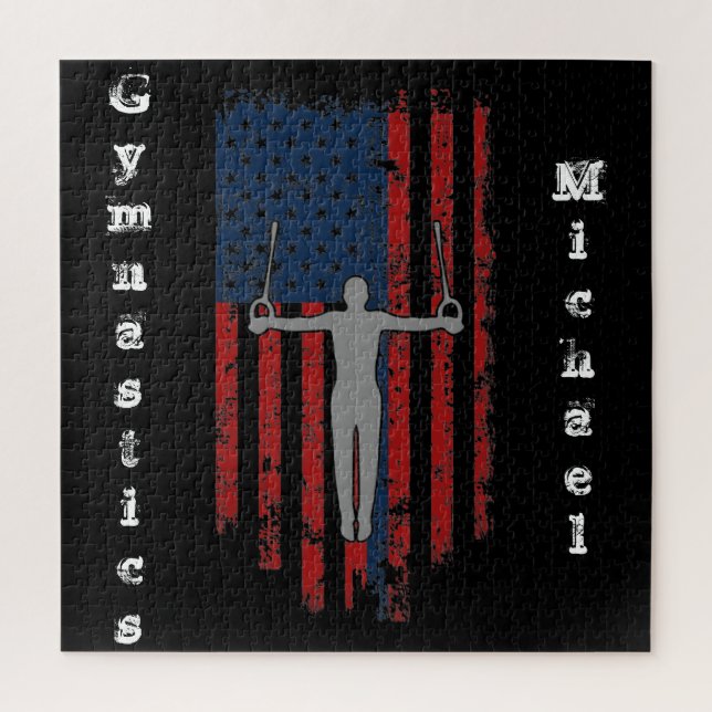 Boys Gymnastics Rings Distressed American Flag    Jigsaw Puzzle (Vertical)