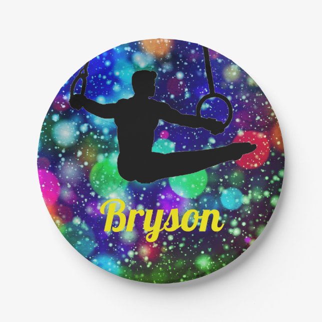 Boys Gymnastics Rings   Paper Plate (Front)