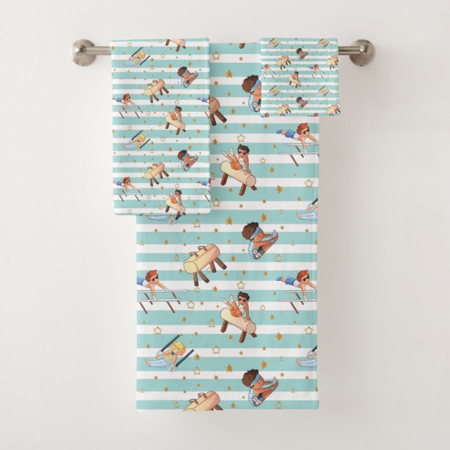 Boys Gymnastics Rings Parallel Bars Pommel Horse  Bath Towel Set (Insitu)