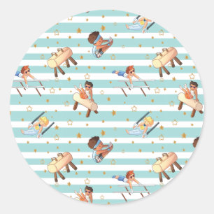 Boys Gymnastics Rings Parallel Bars Pommel Horse  Classic Round Sticker