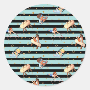 Boys Gymnastics Rings Parallel Bars Pommel Horse  Classic Round Sticker