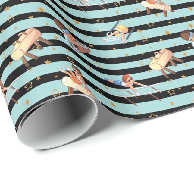 Boys Gymnastics Rings Parallel Bars Pommel Horse  Wrapping Paper (Roll Corner)