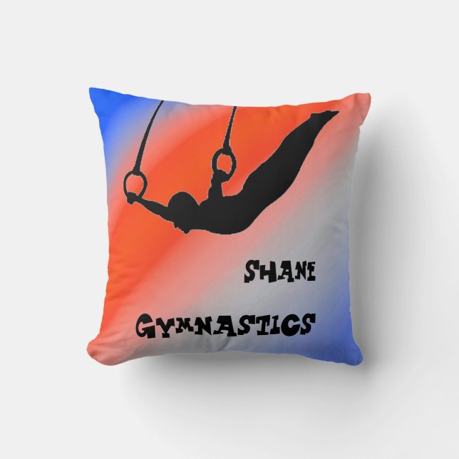 Boys Gymnastics Rings Patriotic Red White Blue   Cushion (Front)