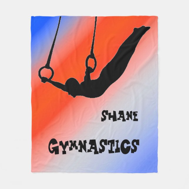 Boys Gymnastics Rings Patriotic Red White Blue Fleece Blanket (Front)