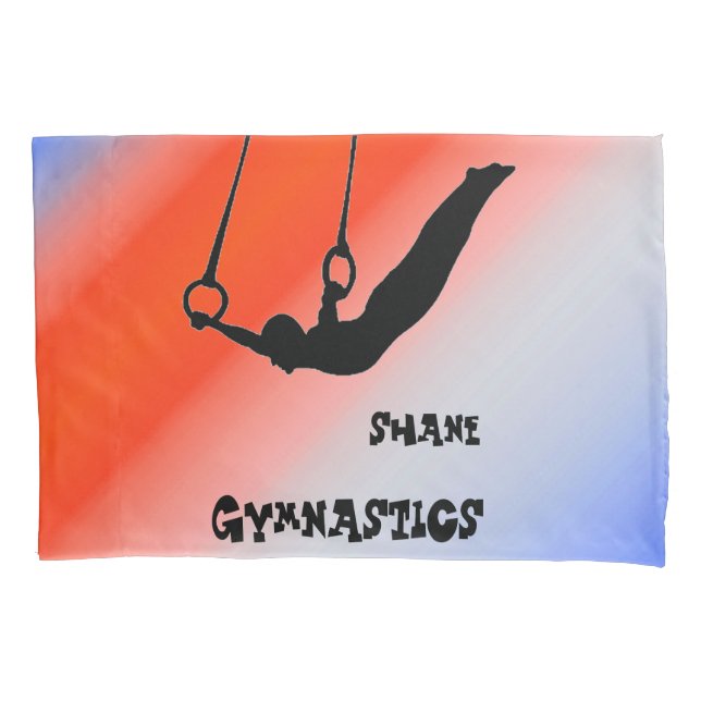 Boys Gymnastics Rings Patriotic Red White Blue   Pillowcase (Front)