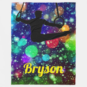 Boys Gymnastics Rings Personalised  Fleece Blanket