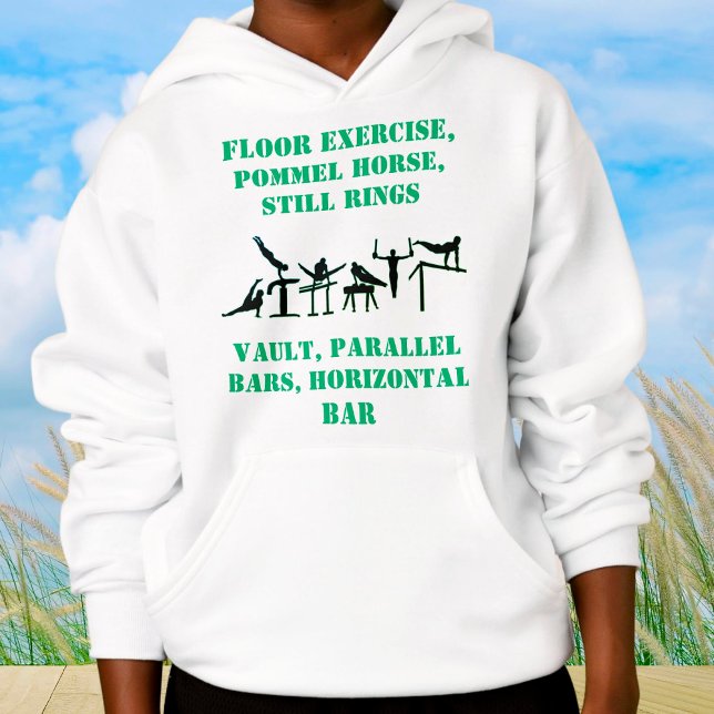 Boys Gymnastics Skills Hoodie w/ His Name on Back (Creator Uploaded)