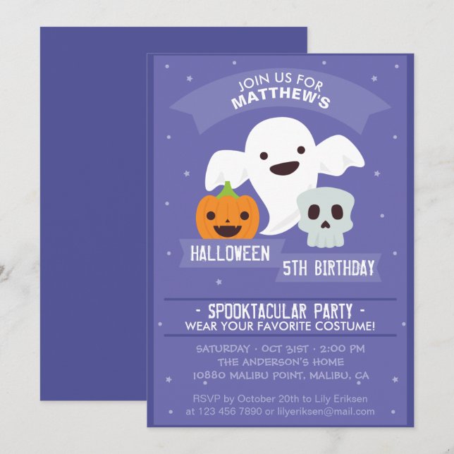 Boy's Halloween Birthday Party Invitation (Front/Back)