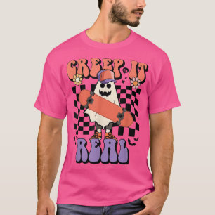 Boys Halloween Creep It Real Ghost Retro Halloween T-Shirt