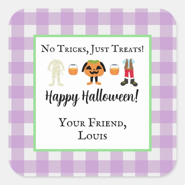 Boys Halloween Gift Tag Stickers (Front)