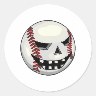 Boys Halloween Jack O Lantern Baseball Player Classic Round Sticker