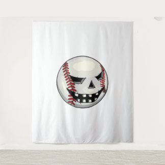 Boys Halloween Jack O Lantern Baseball Player Tapestry