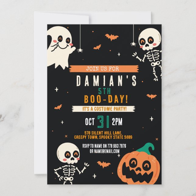 Boys Halloween Kids Party Pumpkin Birthday Party Invitation (Front)