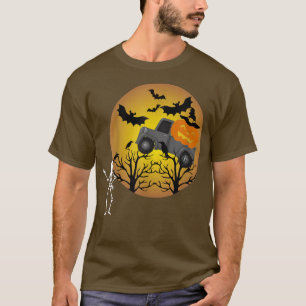 Boys Halloween Monster Truck Pumpkin Mummy a bat h T-Shirt