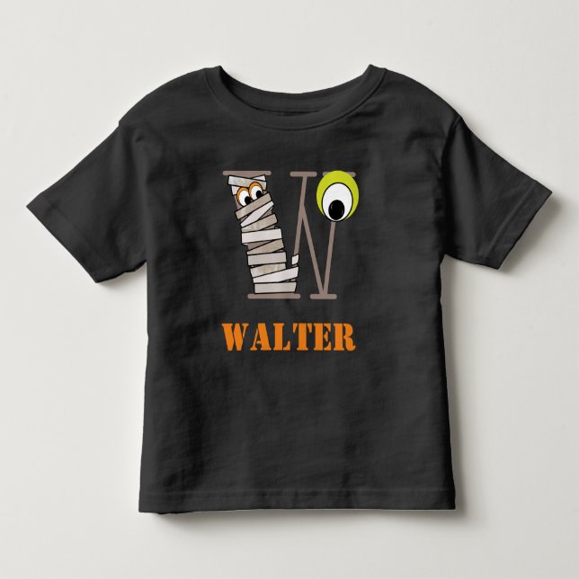 Boys HALLOWEEN Mummy Shirt w Initial W (Front)