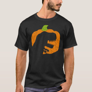 Boys Halloween Pumpkin T-Rex Dinosaur Silhouette T-Shirt