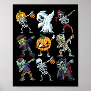Boys Halloween  Skeleton Jack O Lantern Zombie Dab Poster