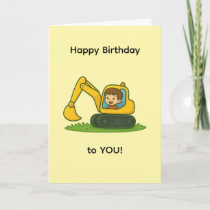 Boy''s Happy Birthday card with digger design