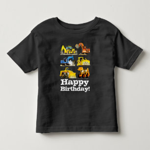 Boys Happy Birthday Construction Digger Excavator Toddler T-Shirt