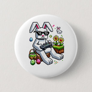 Boys Happy Easter Day Bunny Egg Video Game 6 Cm Round Badge