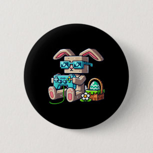 Boys Happy Easter Day Bunny Egg Video Game Gamer 6 Cm Round Badge