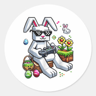 Boys Happy Easter Day Bunny Egg Video Game Kids Me Classic Round Sticker