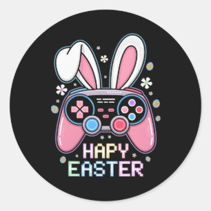 Boys Happy Easter Day Bunny Egg Video Game Kids Me Classic Round Sticker