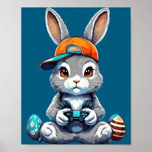 Boys Happy Easter Day Bunny Egg Video Game Kids Me Poster