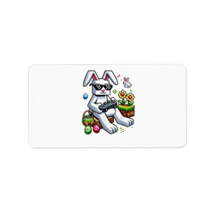 Boys Happy Easter Day Bunny Egg Video Game Label