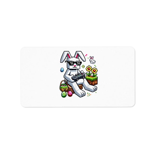 Boys Happy Easter Day Bunny Egg Video Game Label (Front)