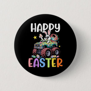 Boys Happy Easter Monster Truck Easter Eggs Bunny 6 Cm Round Badge