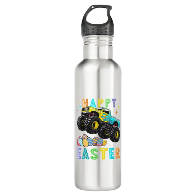 Boys Happy Easter Monster Truck Easter Eggs Toddle 710 Ml Water Bottle (Front)