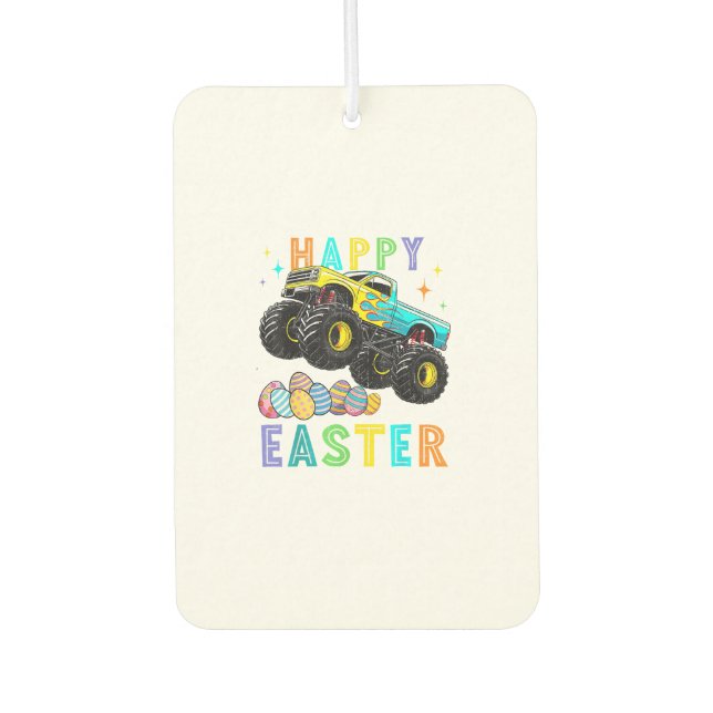 Boys Happy Easter Monster Truck Easter Eggs Toddle Car Air Freshener (Front)