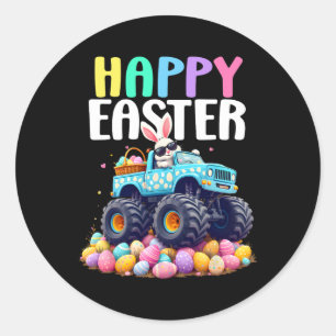 Boys Happy Easter Monster Truck Easter Eggs Toddle Classic Round Sticker