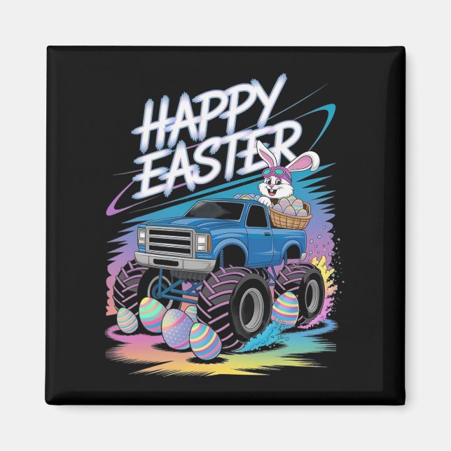 Boys Happy Easter Monster Truck Easter Eggs Toddle Magnet (Front)