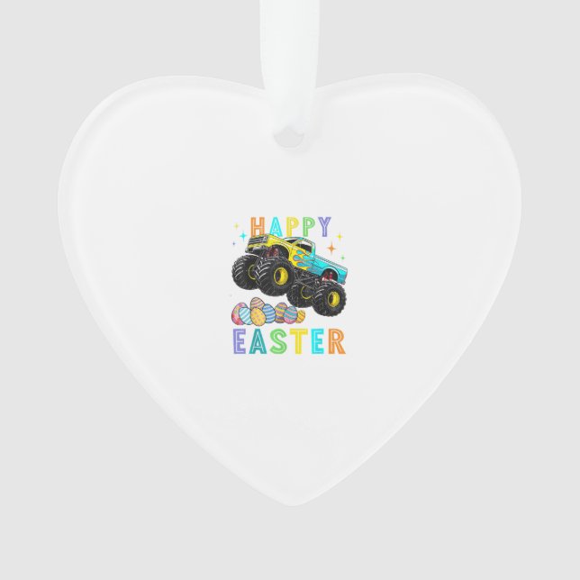 Boys Happy Easter Monster Truck Easter Eggs Toddle Ornament (Front)