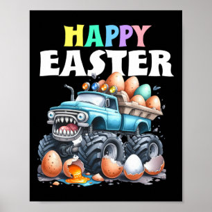 Boys Happy Easter Monster Truck Easter Eggs Toddle Poster