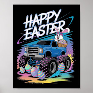 Boys Happy Easter Monster Truck Easter Eggs Toddle Poster
