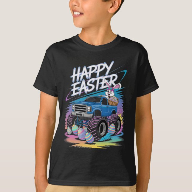 Boys Happy Easter Monster Truck Easter Eggs Toddle T-Shirt (Front)