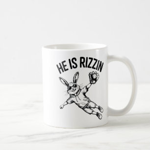 Boys He Is Risen Bunny Face Sungles Baseball Easte Coffee Mug