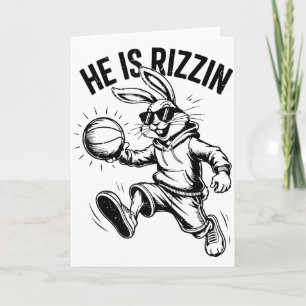 Boys He Is Risen Bunny Face Sungles Basketball Eas Card