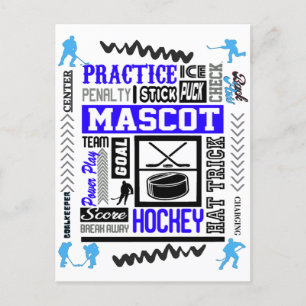 Boys Hockey Terminology in Blue Postcard